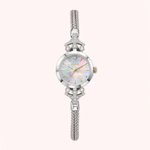 767-main Classic Silver Round Dial Braided Bracelet Watch for Women
