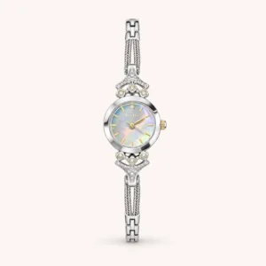 767-main Classic Silver Round Dial Braided Bracelet Watch for Women