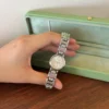 Classic Multicolor Accent Round Dial Silver Bracelet Watch for Women
