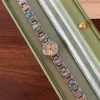 Classic Multicolor Accent Round Dial Silver Bracelet Watch for Women