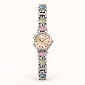 768-main Classic Multicolor Accent Round Dial Silver Bracelet Watch for Women