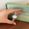 Elegant Pink Round Dial Slim Silver Bracelet Watch for Women