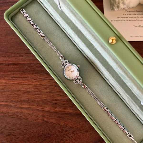 Elegant Pink Round Dial Slim Silver Bracelet Watch for Women