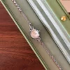 Elegant Pink Round Dial Slim Silver Bracelet Watch for Women