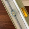 Classic Blue Round Dial Grey Strap Watch for Women