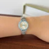 Classic Blue Round Dial Grey Strap Watch for Women