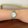Classic Blue Round Dial Grey Strap Watch for Women