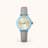 Classic Blue Round Dial Grey Strap Watch for Women