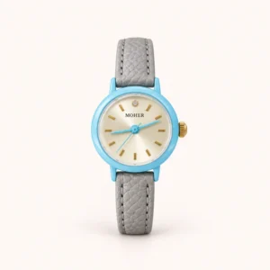 770-main Classic Blue Round Case Grey Strap Watch for Women