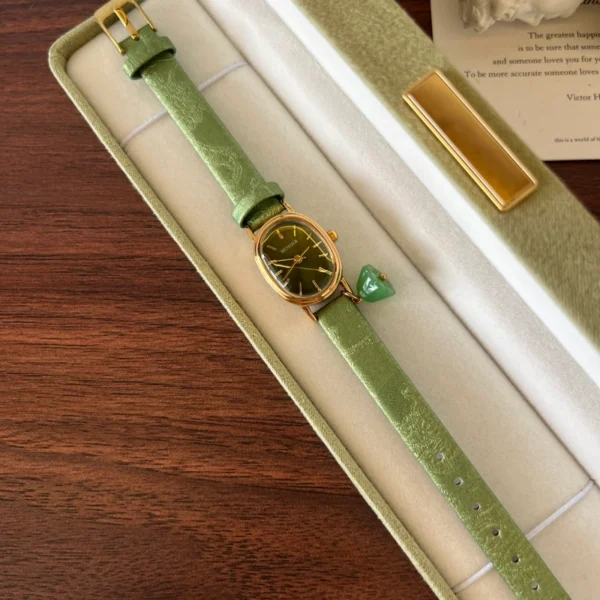 Classic Green Round Dial Green Strap Watch for Women
