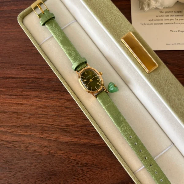 Classic Green Round Dial Green Strap Watch for Women