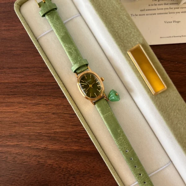 Classic Green Round Dial Green Strap Watch for Women