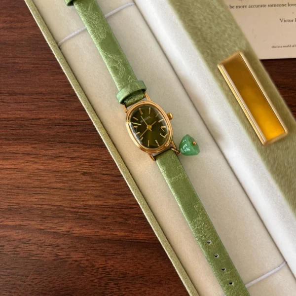 Classic Green Round Dial Green Strap Watch for Women