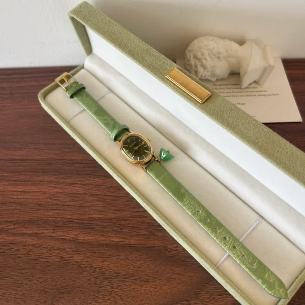 Classic Green Round Dial Green Strap Watch for Women