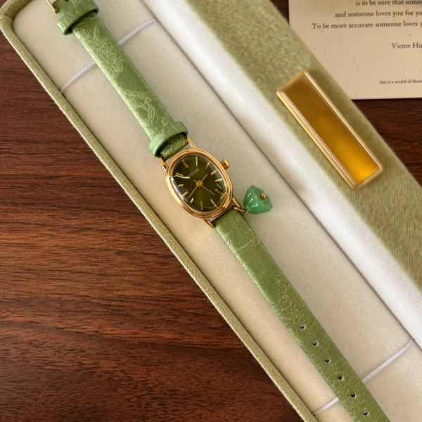 Classic Green Round Dial Green Strap Watch for Women