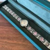 Elegant Pink Accent Round Dial Silver Link Bracelet Watch for Women