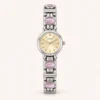 Elegant Pink Accent Round Dial Silver Link Bracelet Watch for Women