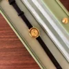 Minimalist Gold Round Dial Slim Black Strap Watch for Women