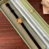 Minimalist Gold Round Dial Slim Black Strap Watch for Women