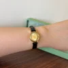Minimalist Gold Round Dial Slim Black Strap Watch for Women