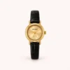 Minimalist Gold Round Dial Slim Black Strap Watch for Women
