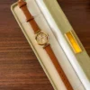 Classic Cream Round Dial Brown Strap Watch for Women