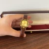 Classic Gold Cushion Dial Brown Strap Watch for Women