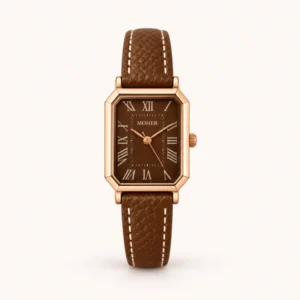 777-main Classic Brown Square Dial Brown Strap Watch for Women