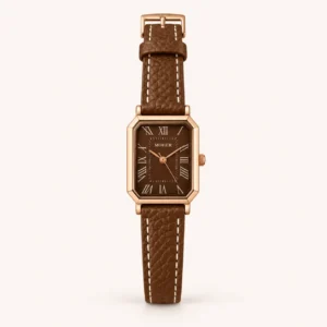 777-main Classic Brown Square Dial Brown Strap Watch for Women