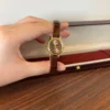 Classic Brown Round Dial Slim Brown Strap Watch for Women