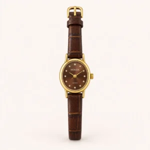 778-main Classic Brown Round Dial Slim Brown Strap Watch for Women