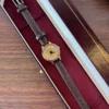 Classic Gold Round Dial Dark Brown Strap Watch for Women