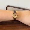 Classic Gold Round Dial Dark Brown Strap Watch for Women