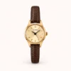 Classic Gold Round Dial Dark Brown Strap Watch for Women