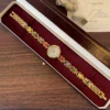 Elegant Multicolor Oval Accent Gold Bracelet Watch for Women