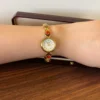 Elegant Multicolor Oval Accent Gold Bracelet Watch for Women