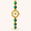 Elegant Green Round Accent Gold Bracelet Watch for Women