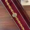 Classic Blue Round Dial Gold Disc Link Bracelet Watch for Women