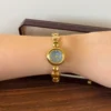 Classic Blue Round Dial Gold Disc Link Bracelet Watch for Women