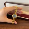 Classic Blue Round Dial Gold Disc Link Bracelet Watch for Women