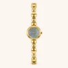 Classic Blue Round Dial Gold Disc Link Bracelet Watch for Women