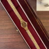 Classic Brown Round Dial Gold Woven Bracelet Watch for Women