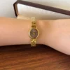 Classic Brown Round Dial Gold Woven Bracelet Watch for Women