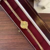 Classic Gold Cushion Dial Slim Textured Bracelet Watch for Women
