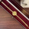 Classic Gold Cushion Dial Slim Textured Bracelet Watch for Women