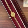 Classic Gold Cushion Dial Slim Textured Bracelet Watch for Women