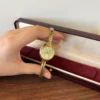 Classic Gold Cushion Dial Slim Textured Bracelet Watch for Women