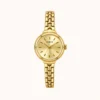 Classic Gold Cushion Dial Slim Textured Bracelet Watch for Women