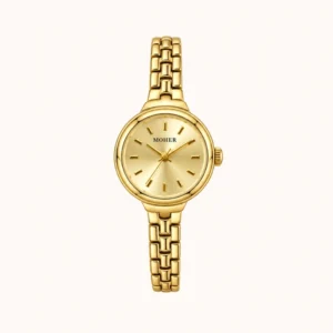 788-main Classic Gold Cushion Dial Slim Textured Bracelet Watch for Women