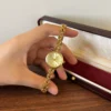 Classic Gold Cushion Dial Open Link Bracelet Watch for Women